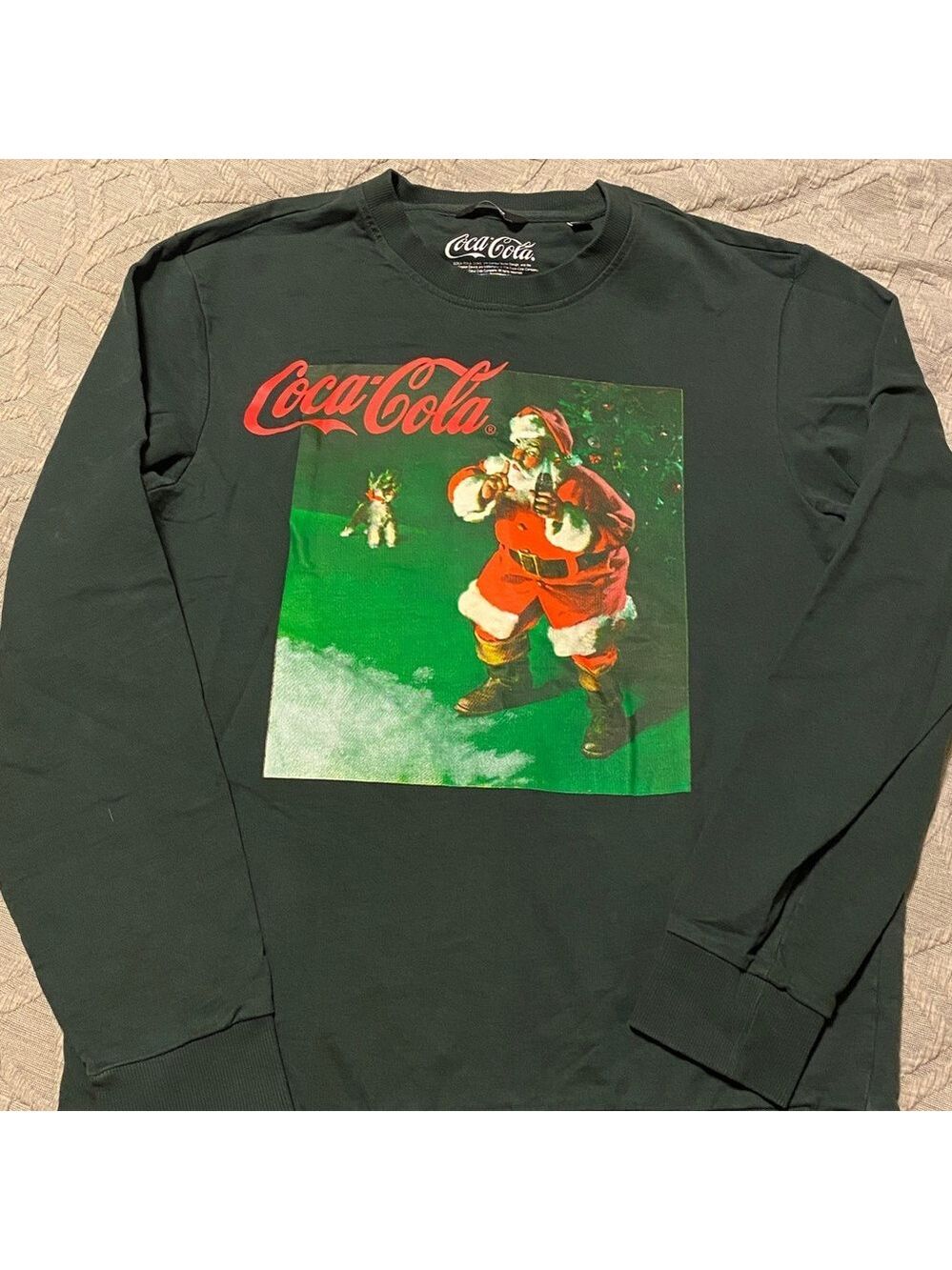 NWOT Only Sons GREEN Coca Cola Santa top.